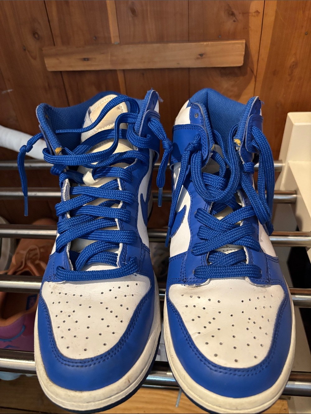 Nike Blue and White High-Top Athletic Sneakers